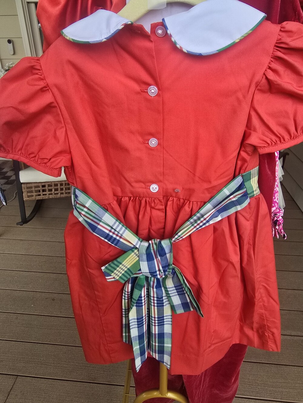 Red Girls' Schoolhouse Appliqué Dress with White Peter Pan Collar TBBC 4t - Picture 3 of 3